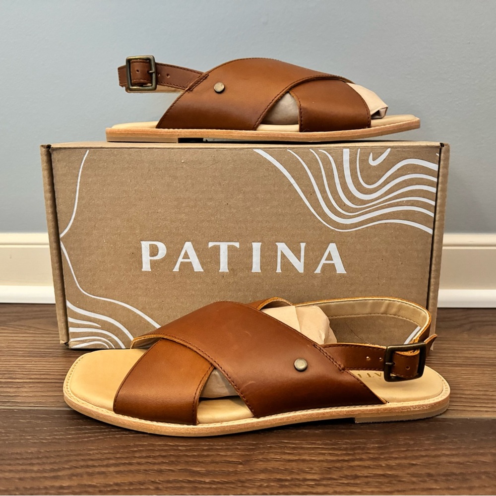 Brand new Portland Leather’s Patina Honey Criss Cross Sandal size 10